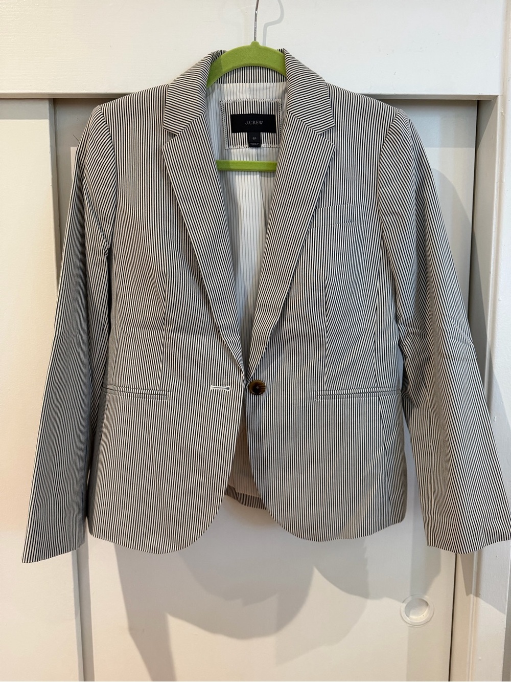 J. Crew Women's Navy & White Striped Cotton Blazer - Petite
